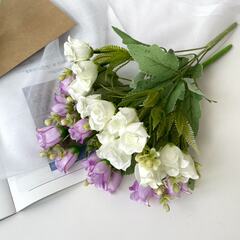 Розы искусственные Мини, цвет МИКС, 12-15 голов, 30 см, набор 2 букета.