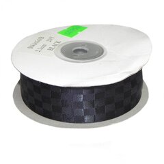 
          Декоративная лента для декора и флористика, 2.5 см, намотка 20 ярдов, черный, атласная, дизайн шахматный