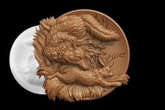 Силиконовый молд Лиса с зайцем (медальон) № 0469