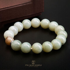 Браслет из голубого нефрита. 12мм.