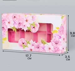 Коробка для 8 конфет «Цветочки», 9.8×17.7×3.5 см