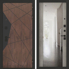 Входная металлическая дверь Бункер БН-14 зеркальная вставка Максимум ФЛЗ-1 Бетон серый (светлый)