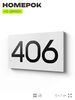 Номер на дверь 406, табличка на дверь для офиса, квартиры, кабинета, аудитории, склада, белая 120х70 мм, Айдентика Технолоджи