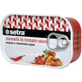 Setra Мидии в пикантном томатном соусе, 110 г
