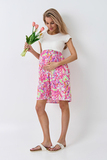 Платья для беременных и кормящих 18292 розовые цветы-тофу