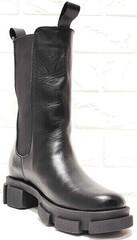 Высокие ботинки кожаные женские зимние AVK – 21074 Black.