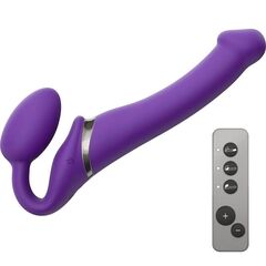 Фиолетовый безремневой вибрострапон Vibrating Bendable Strap-On - size L - 