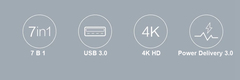 Концентратор Xiaomi MIIIW 7 в 1 Type-C - HDMI/USB 3.0/TF/SD Card Reader/ PD