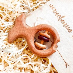 Деревянная погремушка - грызунок Рыбка Леснушки