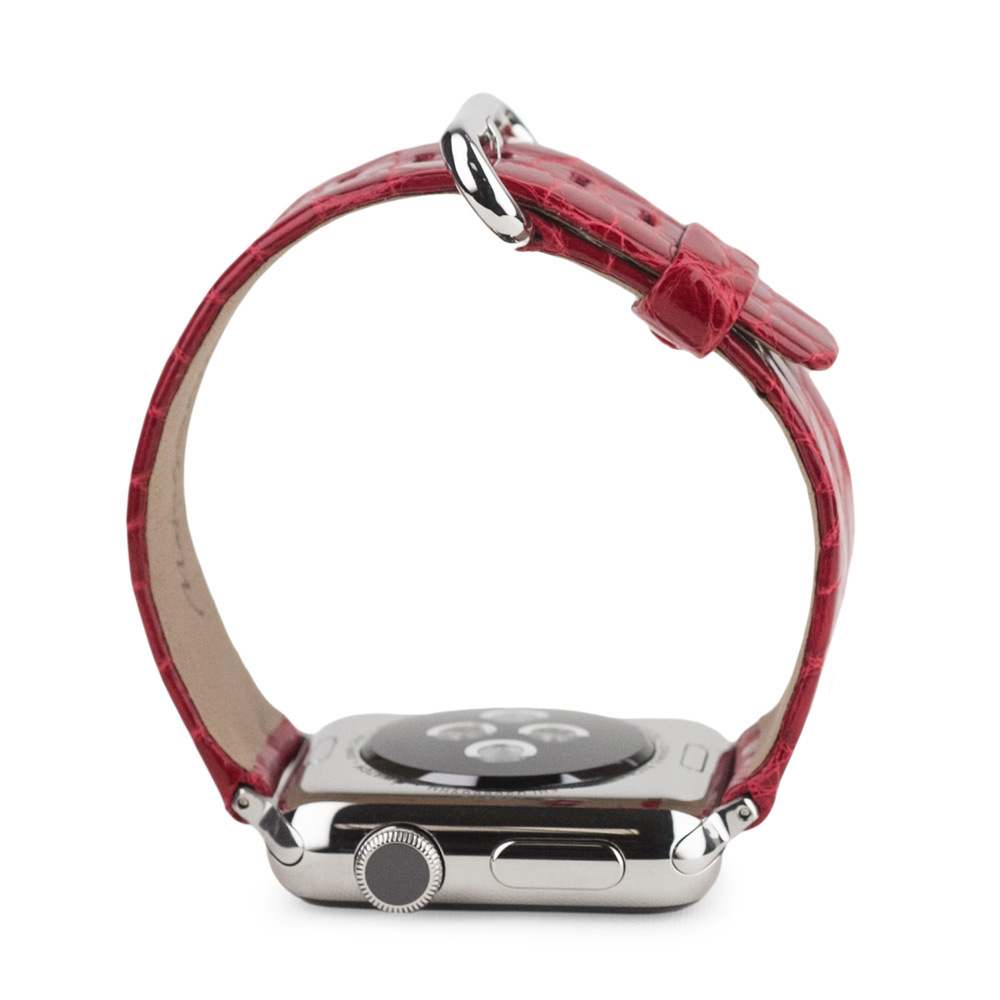 Ремешок для Apple Watch 42/44mm Classic из кожи аллигатора цвета красный лак
