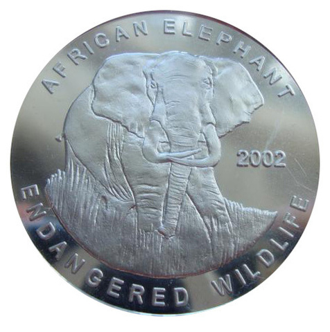Гана 500 сика 2002 Африканский слон СЕРЕБРО