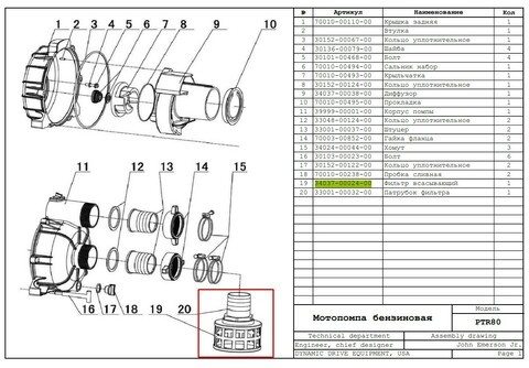 Фильтр заборный помпы DDE PTR80