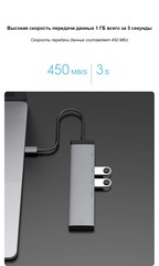 Концентратор Xiaomi MIIIW 7 в 1 Type-C - HDMI/USB 3.0/TF/SD Card Reader/ PD