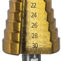 Сверло по металлу ступенчатое ПРАКТИКА 4-30 мм шаг 2 мм TIN (1шт.), ПРОФИ