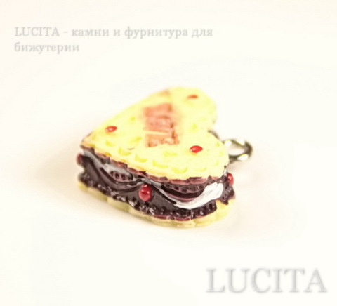 Подвеска-тортик "Love" 18х17 мм (цвет - античное серебро)