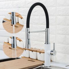 Смеситель для кухни, Frap, гибк излив, с картриджем, черно-бел, F4452-8