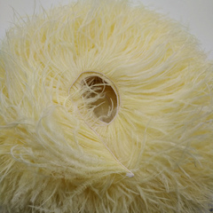Премиум Тесьма  из перьев страуса на нитке в 2 слоя h 10-15 см., Насыщенный айвори,метраж