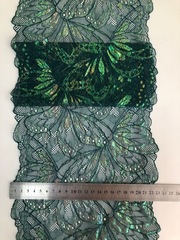 Кружево эластичное изумруд/люрекс 22 см