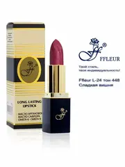 FFleur Помада L-24 тон 448 Сладкая вишня перламутр длительного действия «Фруктовый соблазн»