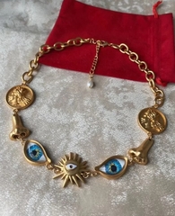 84529 - Колье в стиле Schiaparelli с подвесками голубые глаза