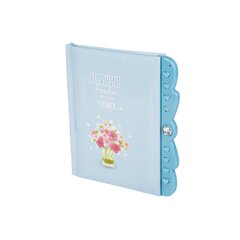 Блокнот 11,0 см * 15,0 см , 7БЦ, Alingar, мат. ламинация, поролон, код. замочек, 50л., линия, "Букет", голубой