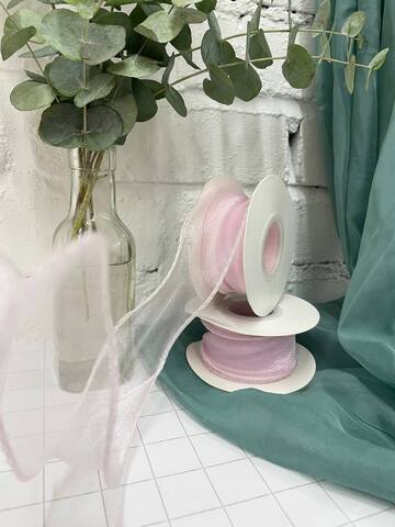 Лента органза с волнистым краем (4см*9,14м), Пудровый