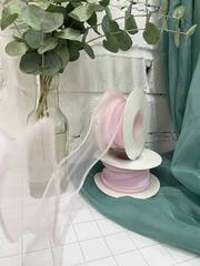 Лента органза с волнистым краем (4см*9,14м), Пудровый