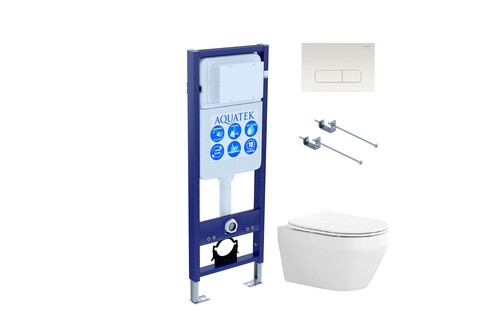 Aquatek SET Aquatek ЛЕЯ KKI-1-013 4в1 SET Aquatek ЛЕЯ KKI-1-013 4в1 (рама Aquatek INS-0000017 +крепеж KKI-0000001 +клавиша KDI-0000013+унитаз ЛЕЯ AQ1199-00 с тонким сиденьем soft-close)