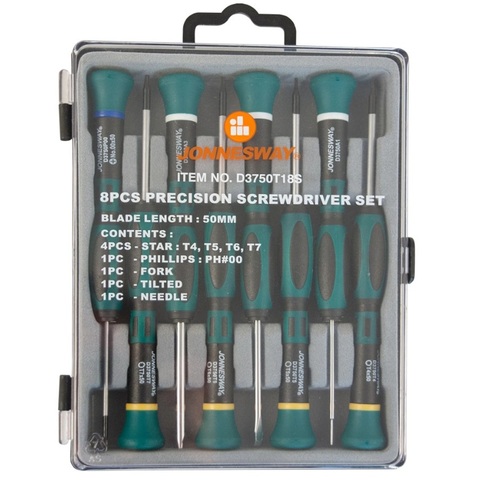 Jonnesway D3750T18S Набор отверток для точной механики TORX®, 50 мм, 8 предметов 48334