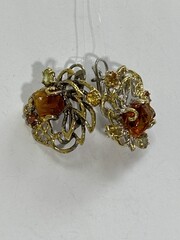 Цитрин (серьги из серебра)