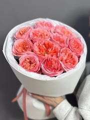 Букет из 11 пионовидных роз сорта "Пинк Экспрешн"