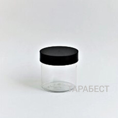 Банка 100 мл пластик прозрачная с черной крышкой