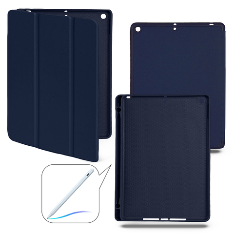 Чехол книжка-подставка Smart Case Pensil со слотом для стилуса для iPad 7, 8, 9 (10,2”) - 2019-2020-2021 (Темно-синий / Dark Blue)