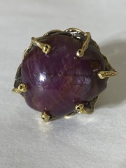 Круг-корунд(серебряное кольцо с позолотой)