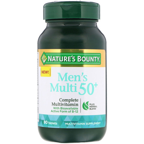 Nature's Bounty, Мультивитамин для мужчин от 50 лет, полный комплекс мультивитаминов, 80 таблеток
