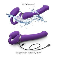 Фиолетовый безремневой вибрострапон Vibrating Bendable Strap-On - size L - 