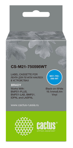 Картридж ленточный Cactus CS-M21-750595WT черный для Brady BMP21-PLUS, BMP21-LAB