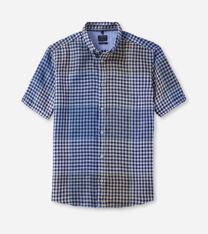 OLYMP Casual Regular FIT Рубашка льняная в клетку в расслабленном стиле