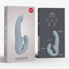 Безремневой страпон с вибрацией Share Vibe Pro от Fun Factory (серый)