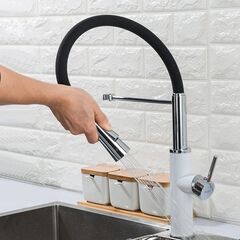 Смеситель для кухни, Frap, гибк излив, с картриджем, черно-бел, F4452-8