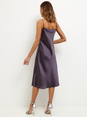 Платье-комбинация из шелкового атласа серого цвета