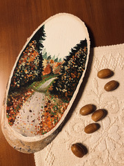 Картина на спиле дерева "Осенний лес"