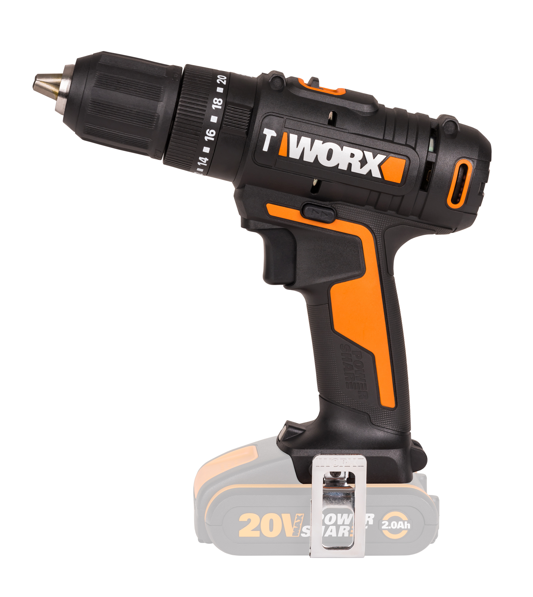 Дрель-шуруповерт ударная аккумуляторная WORX WX370.9, 50Нм, 20В, без АКБ и ЗУ