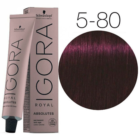 Schwarzkopf Igora Absolutes 5-80 (Светлый коричневый красный натуральный) - Стойкая крем-краска для окрашивания зрелых волос