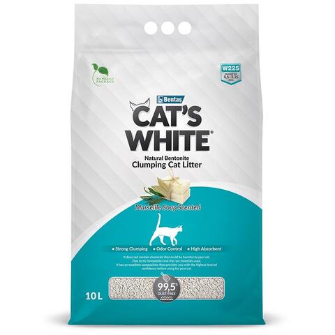 Cat's White Marseille Soap комкующийся наполнитель с ароматом марсельского мыла для кош туалет 10л