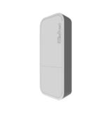 MikroTik wAP with 650MHz CPU, 64MB RAM, 1xLAN, built-in 2.4Ghz 802.11b/g/n Dual Chain wireless with integrated antenna, RouterOS L4, white outdoor enclosure, PSU, PoE injector