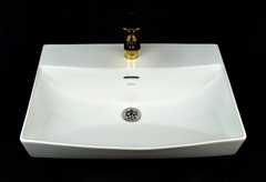 PU3800 Раковина-чаша прямоугольная Creo накладная, тонкостенная с полочкой (580х450х185) HDA058