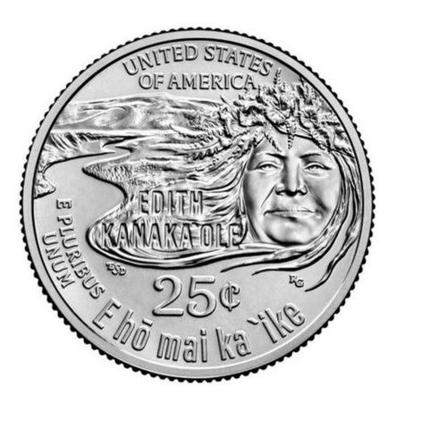 25 центов 2023 Американские женщины, Эдит Канакаоле США (Дарующая мудрость) (7 монета) Двор D