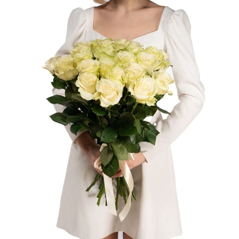 Букет 25 белых роз Эквадор