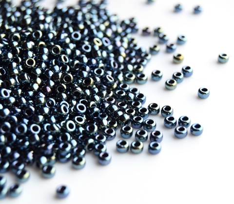 6/0 RR-0456 Бисер круглый Миюки /Miyuki round 6/0 Metallic iris gunmetal